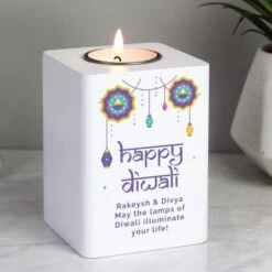 Personalised Diwali Wooden Tealight Holder 7 Personalised Diwali Wooden Tealight Holder -PERSONALISE STORE p1011g15 2