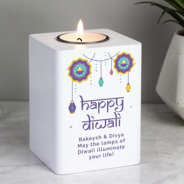 Personalised Diwali Wooden Tealight Holder 3 Personalised Diwali Wooden Tealight Holder - Image 3