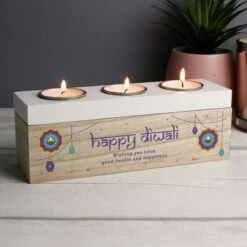 Personalised Diwali Triple Tealight Box -PERSONALISE STORE p1011g16 2