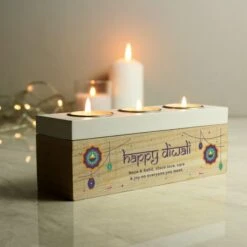 Personalised Diwali Triple Tealight Box -PERSONALISE STORE p1011g16 3