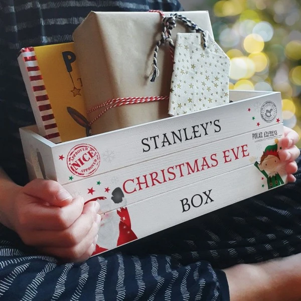 Personalised Christmas White Wooden Crate 2 Personalised Christmas White Wooden Crate - Image 2