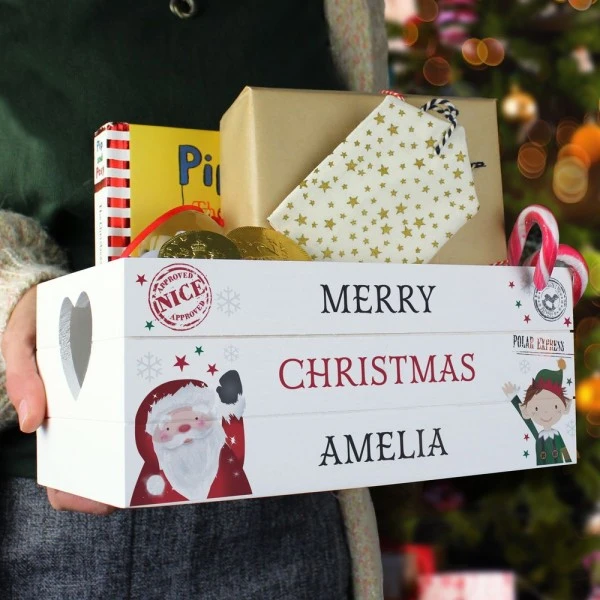 Personalised Christmas White Wooden Crate 3 Personalised Christmas White Wooden Crate - Image 3