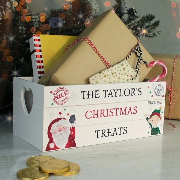 Personalised Christmas White Wooden Crate 4 Personalised Christmas White Wooden Crate - Image 4