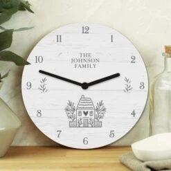 Personalised HOME Shabby Chic Wooden Clock -PERSONALISE STORE p1011g28 2