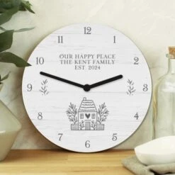 Personalised HOME Shabby Chic Wooden Clock -PERSONALISE STORE p1011g28 3