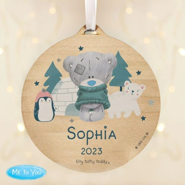 Personalised Winter Explorer Tiny Tatty Teddy Round Wooden Decoration 3 Personalised Winter Explorer Tiny Tatty Teddy Round Wooden Decoration - Image 3