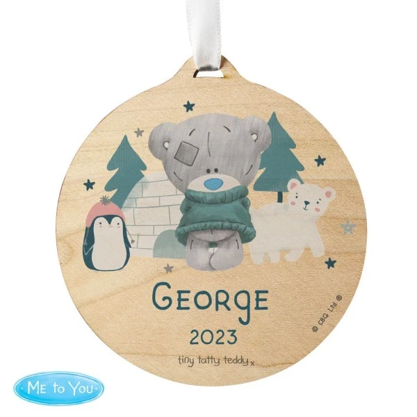 Personalised Winter Explorer Tiny Tatty Teddy Round Wooden Decoration 4 Personalised Winter Explorer Tiny Tatty Teddy Round Wooden Decoration - Image 4
