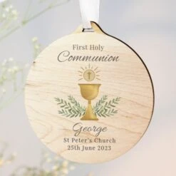 Personalised First Holy Communion Round Wooden Decoration -PERSONALISE STORE p1011g61 2