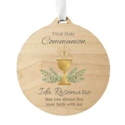 Personalised First Holy Communion Round Wooden Decoration -PERSONALISE STORE p1011g61 4