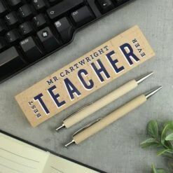 Personalised Best Teacher Wooden Pen And Pencil Set