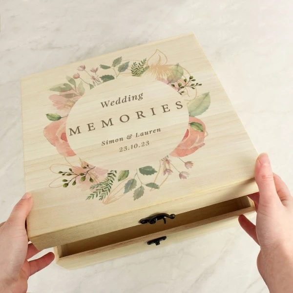 Personalised Floral Watercolour Wooden Keepsake Box 4 Personalised Floral Watercolour Wooden Keepsake Box - Image 4