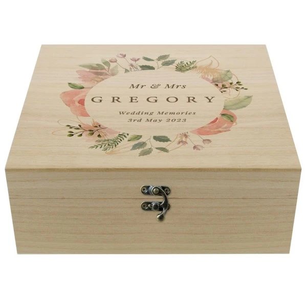Personalised Floral Watercolour Wooden Keepsake Box 5 Personalised Floral Watercolour Wooden Keepsake Box - Image 5