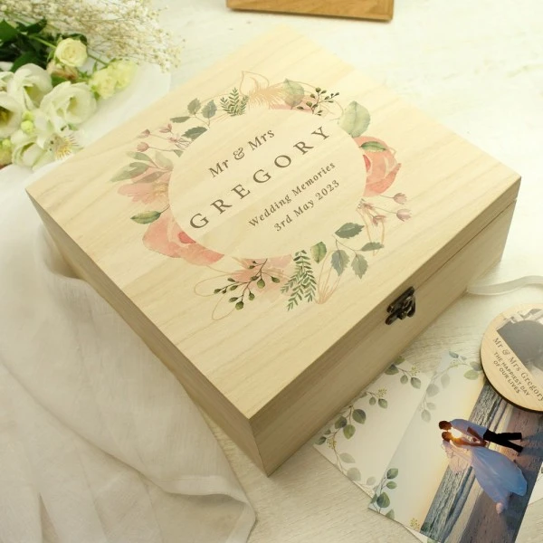 Personalised Floral Watercolour Wooden Keepsake Box 6 Personalised Floral Watercolour Wooden Keepsake Box - Image 6