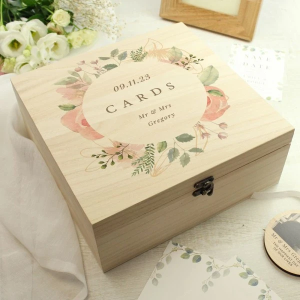 Personalised Floral Watercolour Wooden Keepsake Box 7 Personalised Floral Watercolour Wooden Keepsake Box - Image 7