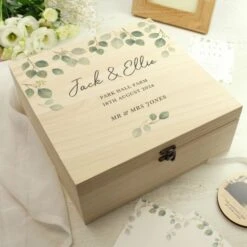 Personalised Botanical Wooden Keepsake Box