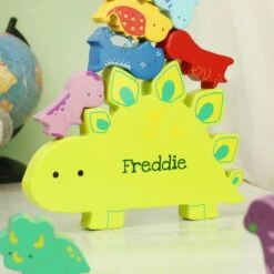 Personalised Name Only Wooden Dinosaur Stacker Toy -PERSONALISE STORE p1011g73 2