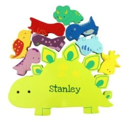 Personalised Name Only Wooden Dinosaur Stacker Toy -PERSONALISE STORE p1011g73 4