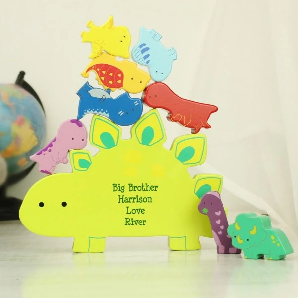 Personalised Free Text Wooden Dinosaur Stacker Toy 1 Personalised Free Text Wooden Dinosaur Stacker Toy