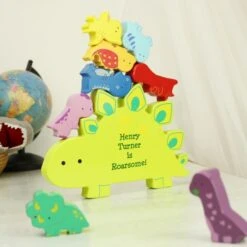 Personalised Free Text Wooden Dinosaur Stacker Toy 12 Personalised Free Text Wooden Dinosaur Stacker Toy -PERSONALISE STORE p1011g74 3
