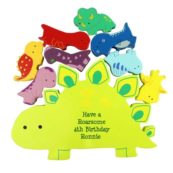 Personalised Free Text Wooden Dinosaur Stacker Toy 5 Personalised Free Text Wooden Dinosaur Stacker Toy - Image 5