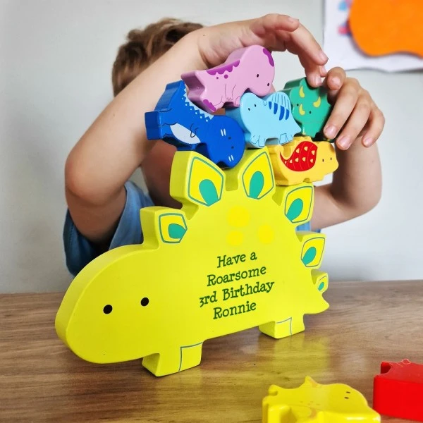 Personalised Free Text Wooden Dinosaur Stacker Toy 6 Personalised Free Text Wooden Dinosaur Stacker Toy - Image 6