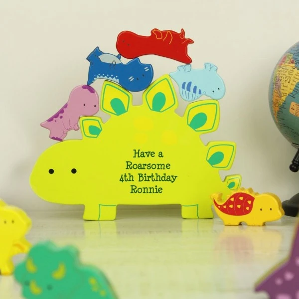 Personalised Free Text Wooden Dinosaur Stacker Toy 8 Personalised Free Text Wooden Dinosaur Stacker Toy - Image 8