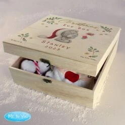 Personalised Winter Christmas Eve Tiny Tatty Teddy Large Wooden Keepsake Box -PERSONALISE STORE p1011g75 3