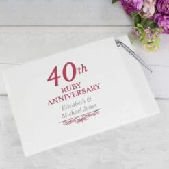 Personalised 40th Ruby Anniversary Hardback Guest Book & Pen -PERSONALISE STORE p1012a31 2