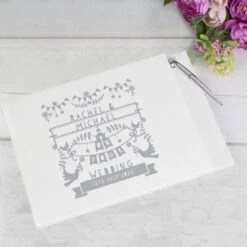 Personalised Grey Papercut Style Hardback Guest Book & Pen -PERSONALISE STORE p1012a49 3