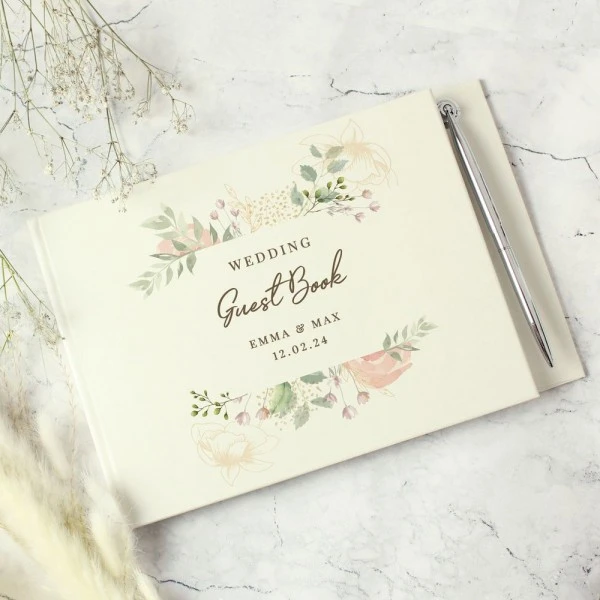 Personalised Floral Watercolour Hardback Guest Book & Pen 2 Personalised Floral Watercolour Hardback Guest Book & Pen - Image 2