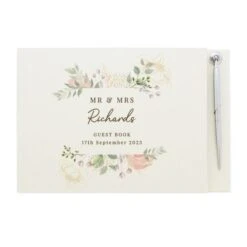 Personalised Floral Watercolour Hardback Guest Book & Pen 9 Personalised Floral Watercolour Hardback Guest Book & Pen -PERSONALISE STORE p1012a79 4