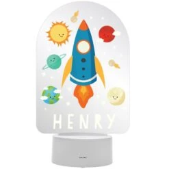 Personalised Space Rocket LED Colour Changing Night Light -PERSONALISE STORE p101394 4
