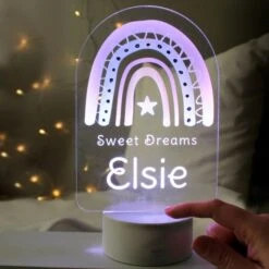 Personalised Pink Rainbow LED Colour Changing Night Light -PERSONALISE STORE p101396 2