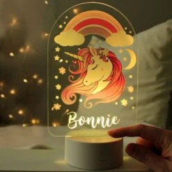 Personalised Pink Unicorn LED Colour Changing Night Light -PERSONALISE STORE p101398 2