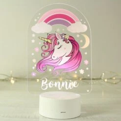 Personalised Pink Unicorn LED Colour Changing Night Light -PERSONALISE STORE p101398 3