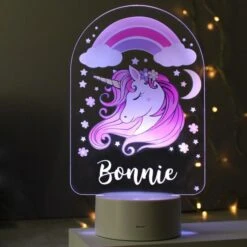 Personalised Pink Unicorn LED Colour Changing Night Light -PERSONALISE STORE p101398 5