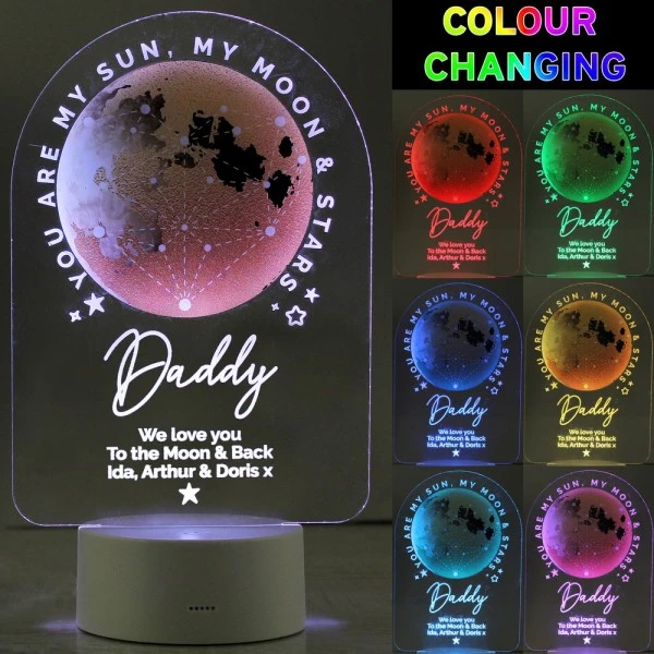 Personalised Sun Moon & Stars LED Colour Changing Night Light 2 Personalised Sun Moon & Stars LED Colour Changing Night Light - Image 2