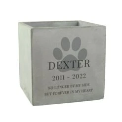 Personalised Pet Memorial Concrete Plant Pot -PERSONALISE STORE p1013a08 3
