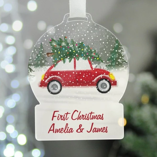 Personalised Driving Home For Christmas Acrylic Snow Globe Decoration 4 Personalised Driving Home For Christmas Acrylic Snow Globe Decoration - Image 4