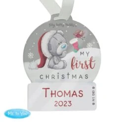 Personalised First Christmas Tiny Tatty Teddy Acrylic Snow Globe Decoration -PERSONALISE STORE p1013a30 3