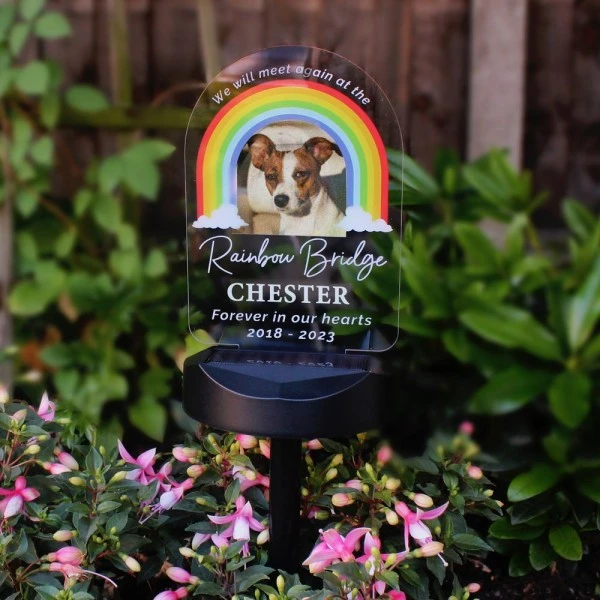 Personalised Rainbow Bridge Pet Memorial Outdoor Solar Light 3 Personalised Rainbow Bridge Pet Memorial Outdoor Solar Light - Image 3