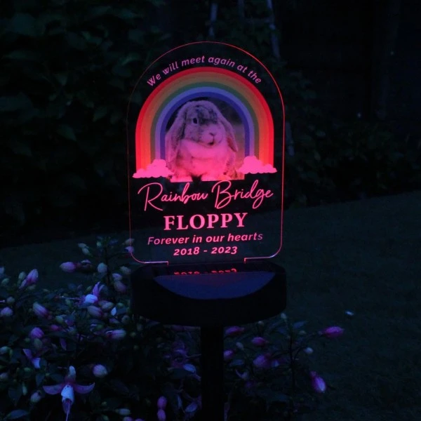 Personalised Rainbow Bridge Pet Memorial Outdoor Solar Light 4 Personalised Rainbow Bridge Pet Memorial Outdoor Solar Light - Image 4