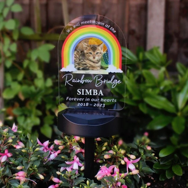 Personalised Rainbow Bridge Pet Memorial Outdoor Solar Light 9 Personalised Rainbow Bridge Pet Memorial Outdoor Solar Light - Image 9