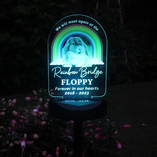 Personalised Rainbow Bridge Pet Memorial Outdoor Solar Light 10 Personalised Rainbow Bridge Pet Memorial Outdoor Solar Light - Image 10