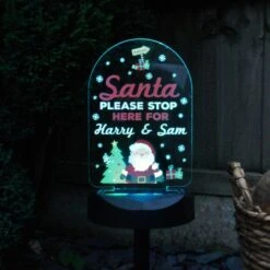 Personalised Santa Stop Here Outdoor Solar Light -PERSONALISE STORE p1013a56 2