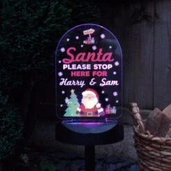 Personalised Santa Stop Here Outdoor Solar Light -PERSONALISE STORE p1013a56 6