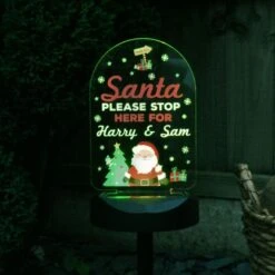 Personalised Santa Stop Here Outdoor Solar Light -PERSONALISE STORE p1013a56 7