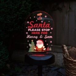 Personalised Santa Stop Here Outdoor Solar Light -PERSONALISE STORE p1013a56 8