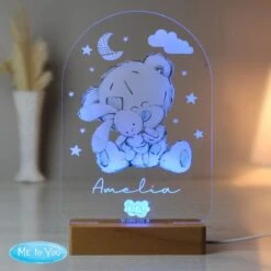 Personalised Tiny Tatty Teddy Wooden Based LED Light -PERSONALISE STORE p1013a58 3