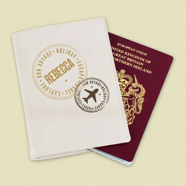 Personalised Stamped Cream Passport Holder 1 Personalised Stamped Cream Passport Holder